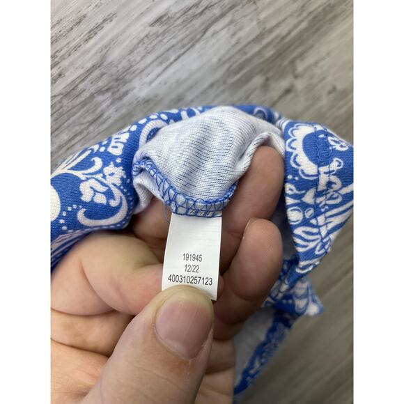 Croft & Barrow Shirt Womens Medium Blue White Floral Paisley Classic Tee Cotton - Picture 7 of 8